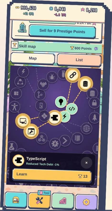 Skills screen